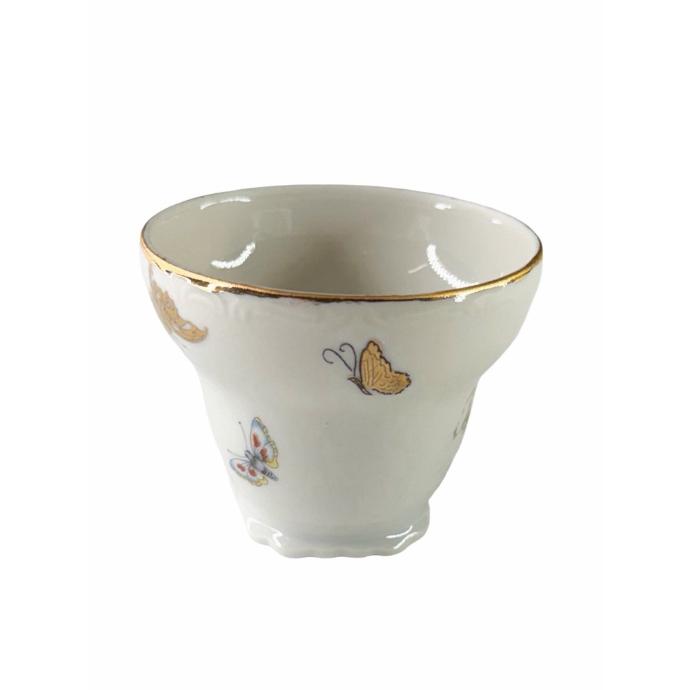 Vintage Butterfly Tea Cup & Saucer Set Gold Trim Porcelain Floral Scalloped RARE - Picture 5 of 11